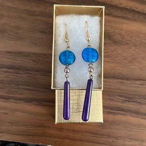 Glass bead hanging earrings
